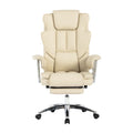 Office Chair, Big And Tall Executive Office Chair With Footrest, Leather Computer Chair, Ergonomic Reclining Chair High Back With Lumbar Support, Large Home Office Chair Beige Beige Pu Leather