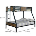 Wooden & Metal Frame Twin Full Size Bunk Bed, Black Black Wood Metal