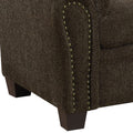 Transitional Chenille Fabric & Wood Sofa With Padded Armrests, Brown Brown Wood Fabric