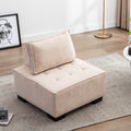 Coolmore Modern Upholstered Chair Leisure Sofa Lazy Sofa Plastic Legs And Pillow Removable Armless Accent Chair For Living Room,Bedroom,Office Beige Linen Beige Foam Linen