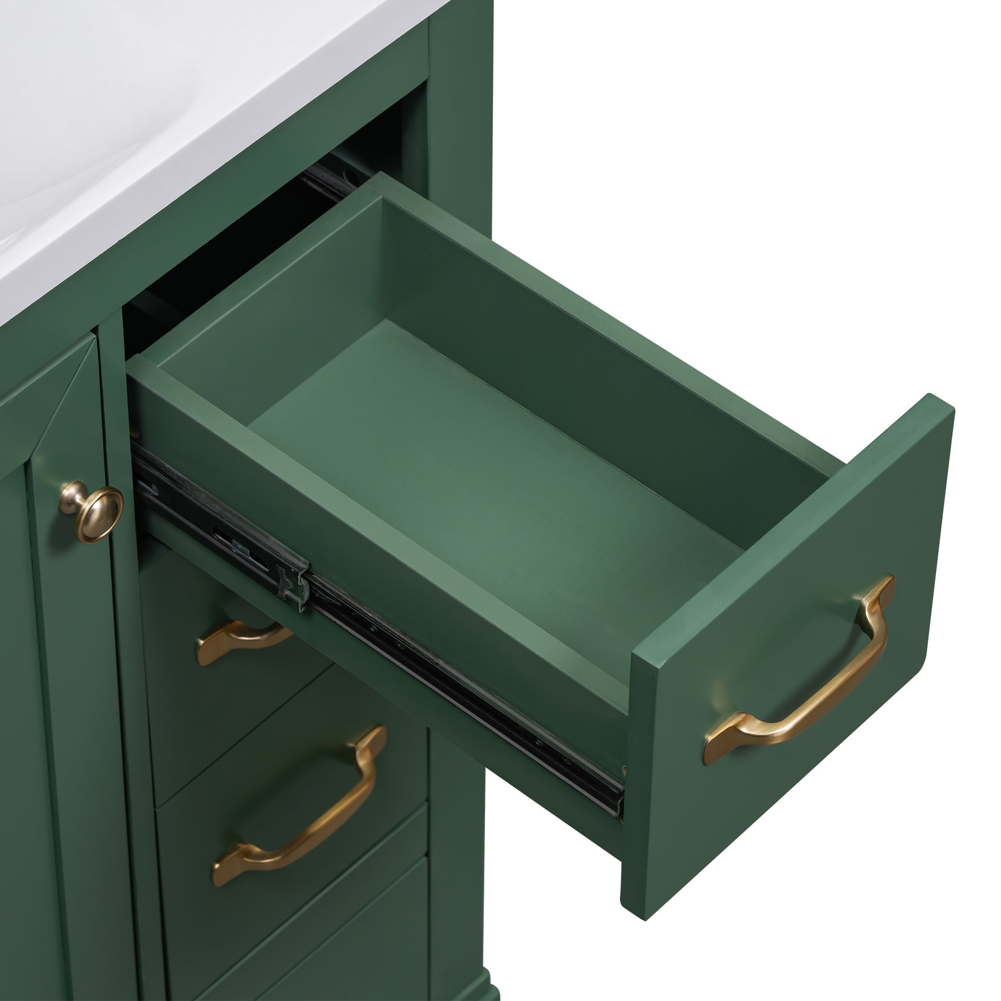 36" Bathroom Vanity Without Sink, Cabinet Base Only, Six Drawers, Multi Functional Drawer Divider, Adjustable Shelf, Green Green Solid Wood Mdf