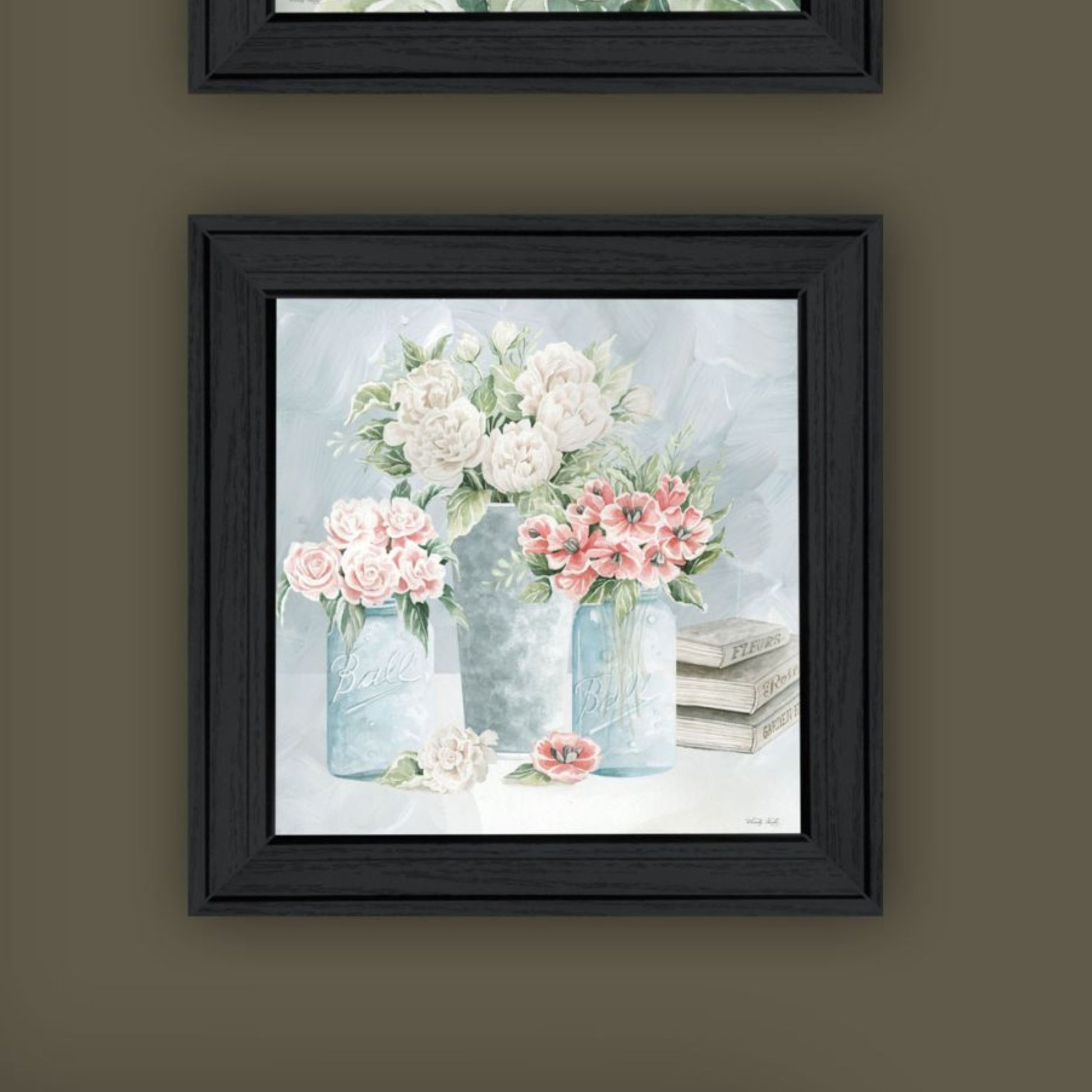 "Peaceful Pastel Peonies" Framed Wall Art For Living Room, Wall Art Print For Home Decor, Bedroom Wall Art By Cindy Jacobs Multicolor Wood Paper