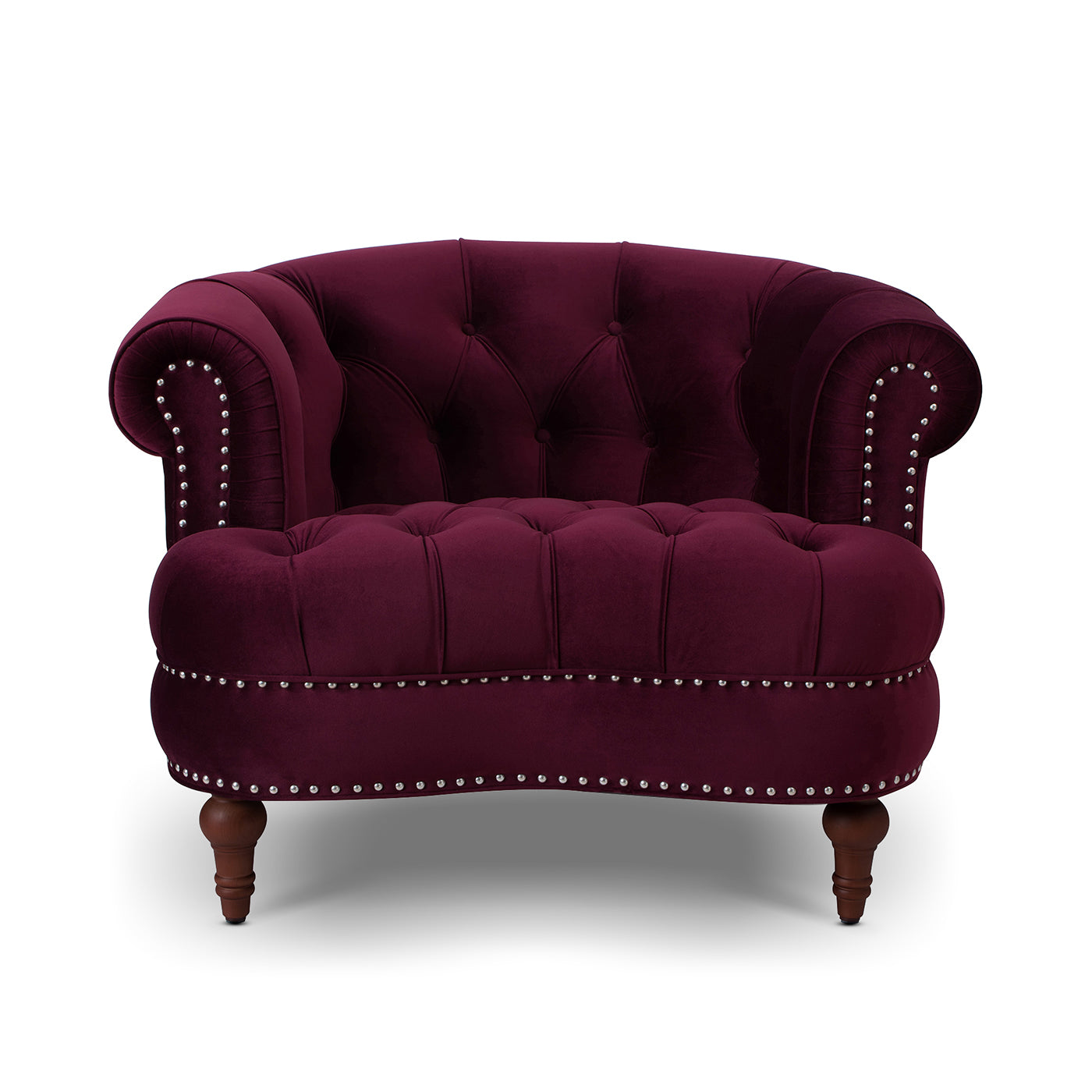 La Rosa Victorian Tufted Upholstered Accent Chair, Burdy Velvet Burgundy Foam Velvet