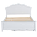 Full Size Wood Platform Bed With Headboard And Twin Size Trundle, White Box Spring Not Required Full White Wood Bed Frame Solid Wood Mdf