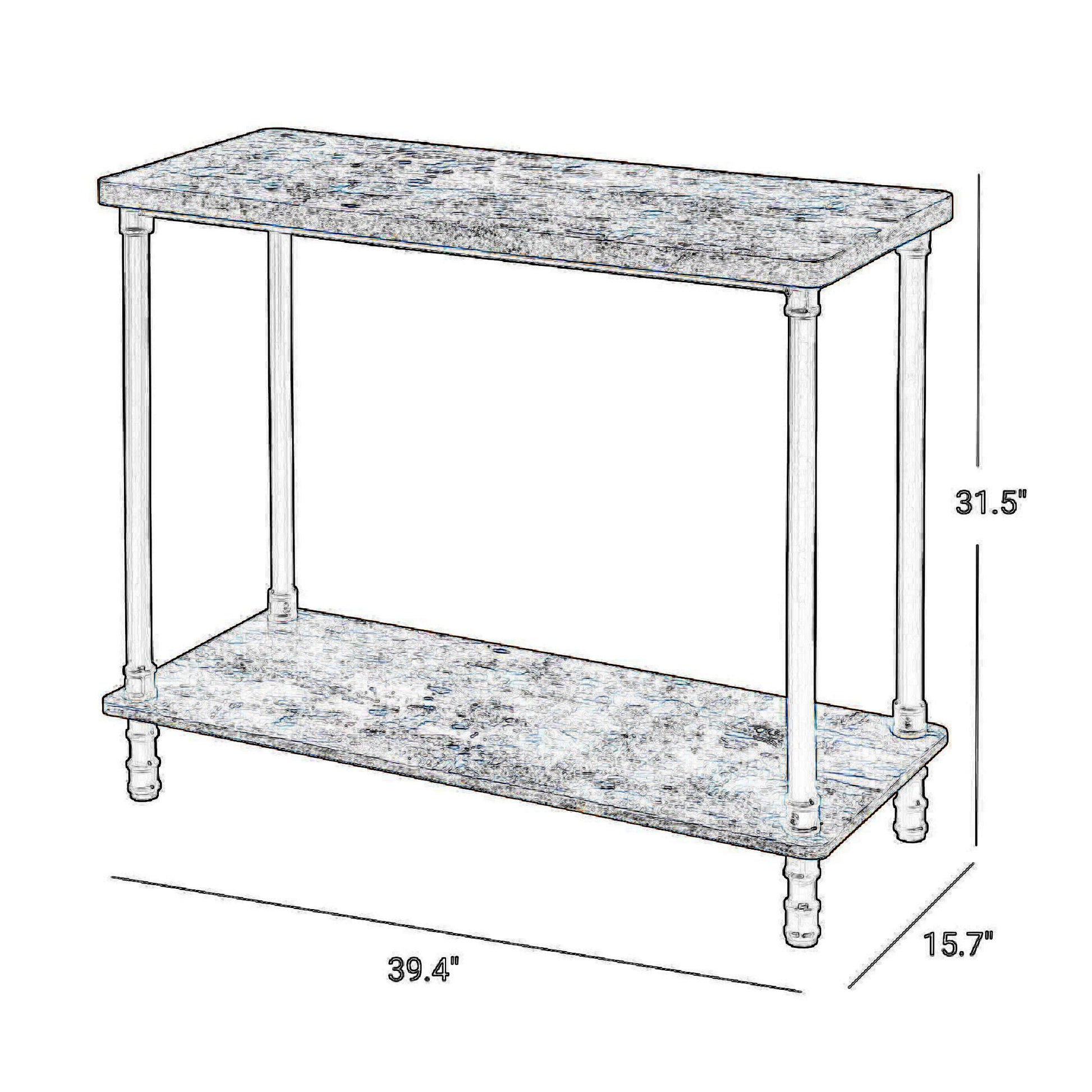 Wood And Metal Frame Console Table With Open Bottom Shelf, Rustic Brown Brown Particle Board