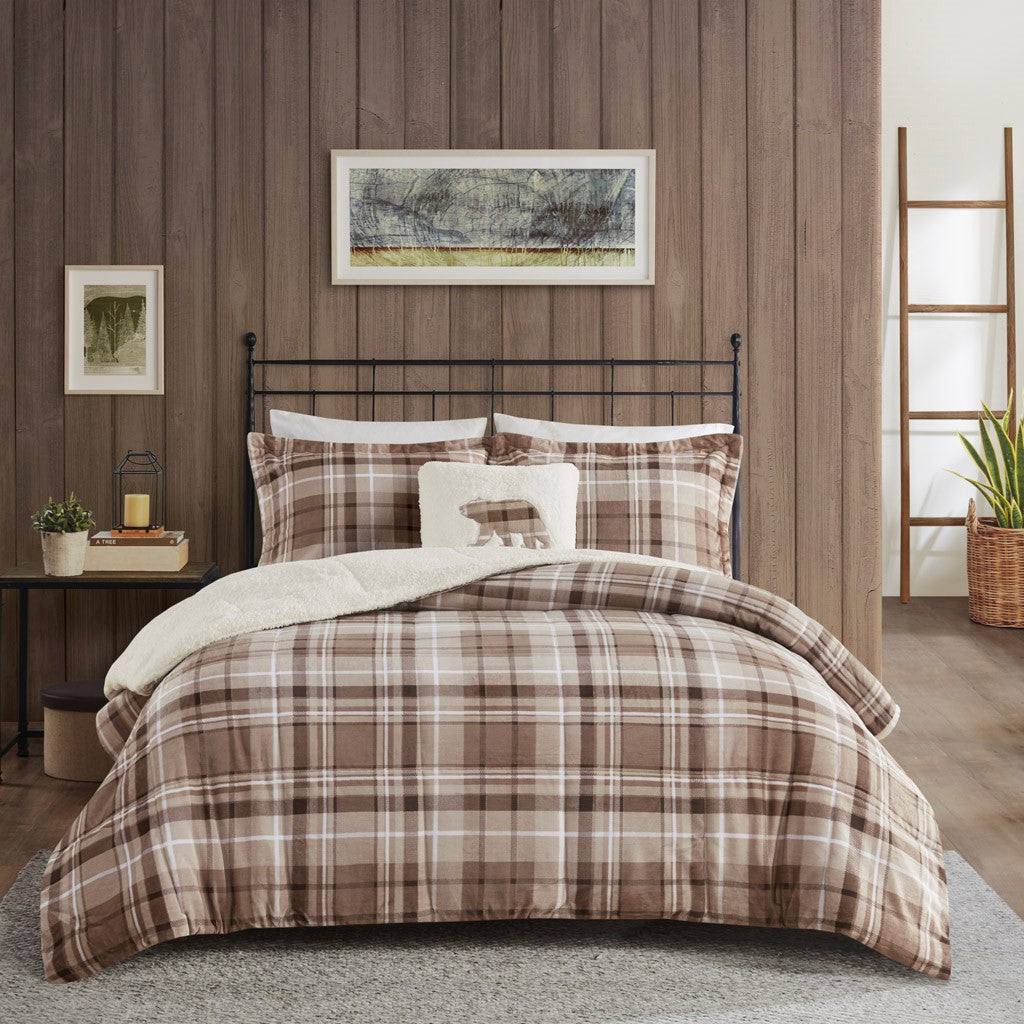 Plush To Sherpa Down Alternative Comforter Set King Multicolor Polyester