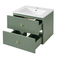 24 Inch Wall Mounted Bathroom Vanity With 2 Drawers Ideal For Small Bathrooms Green Bathroom Mdf