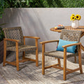 Hampton Wood And Wicker Dining Chair Set Of 2 Natural Stained Pe Rattan Iron