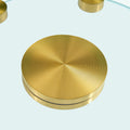 Double Layer Rotatable Round Glass.Golden Aluminum Plate,The Rotatable Design Makes It Convenient To Retrieve And Place Items.The Upper Glass Has A Diameter Of 20 Inches,The Lower Glass15 Inches.