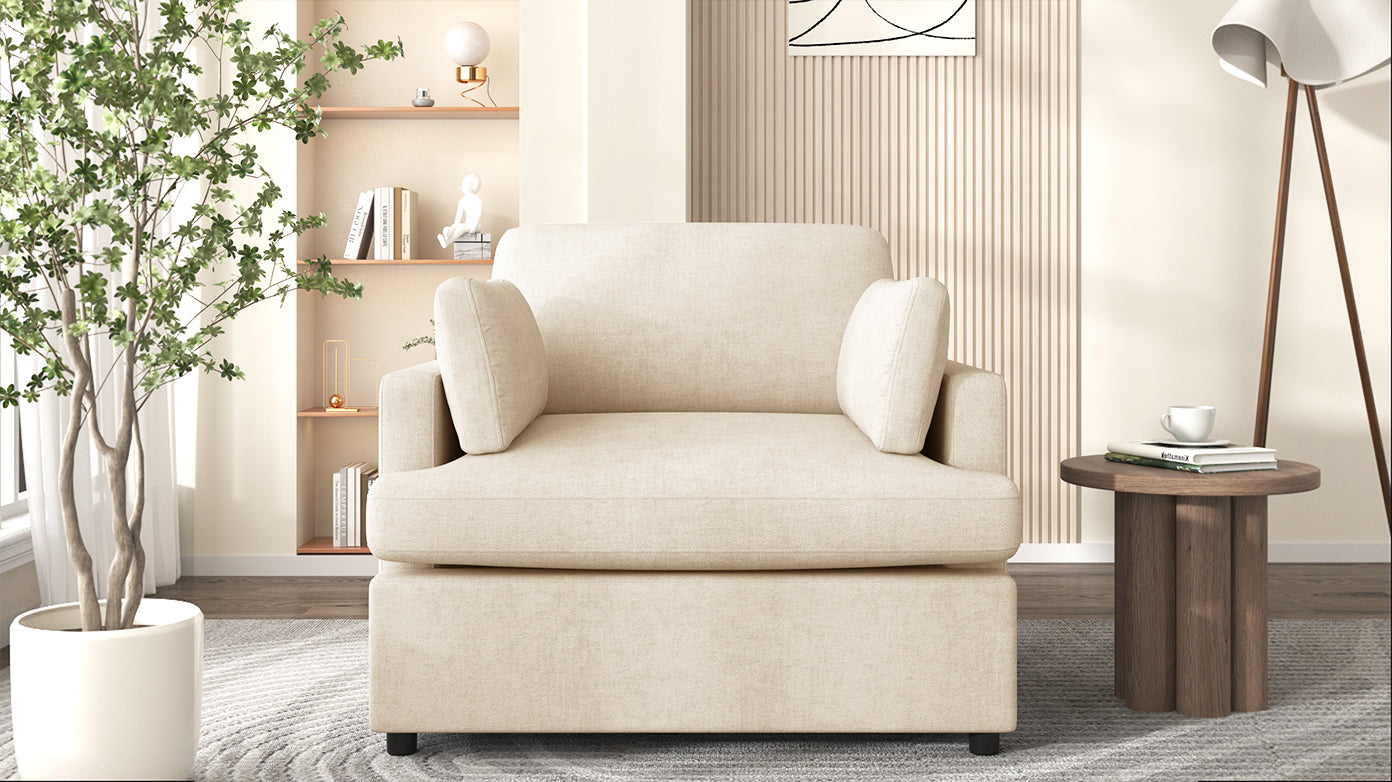 Mirod Oversized Accent Chair Comfortable Armrest Cushions, Versatile Neutral Style, Elegant Design, Durable Frame Beige Polyester