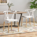 Plastic Dining Chair Set Of 2 White Polypropylene