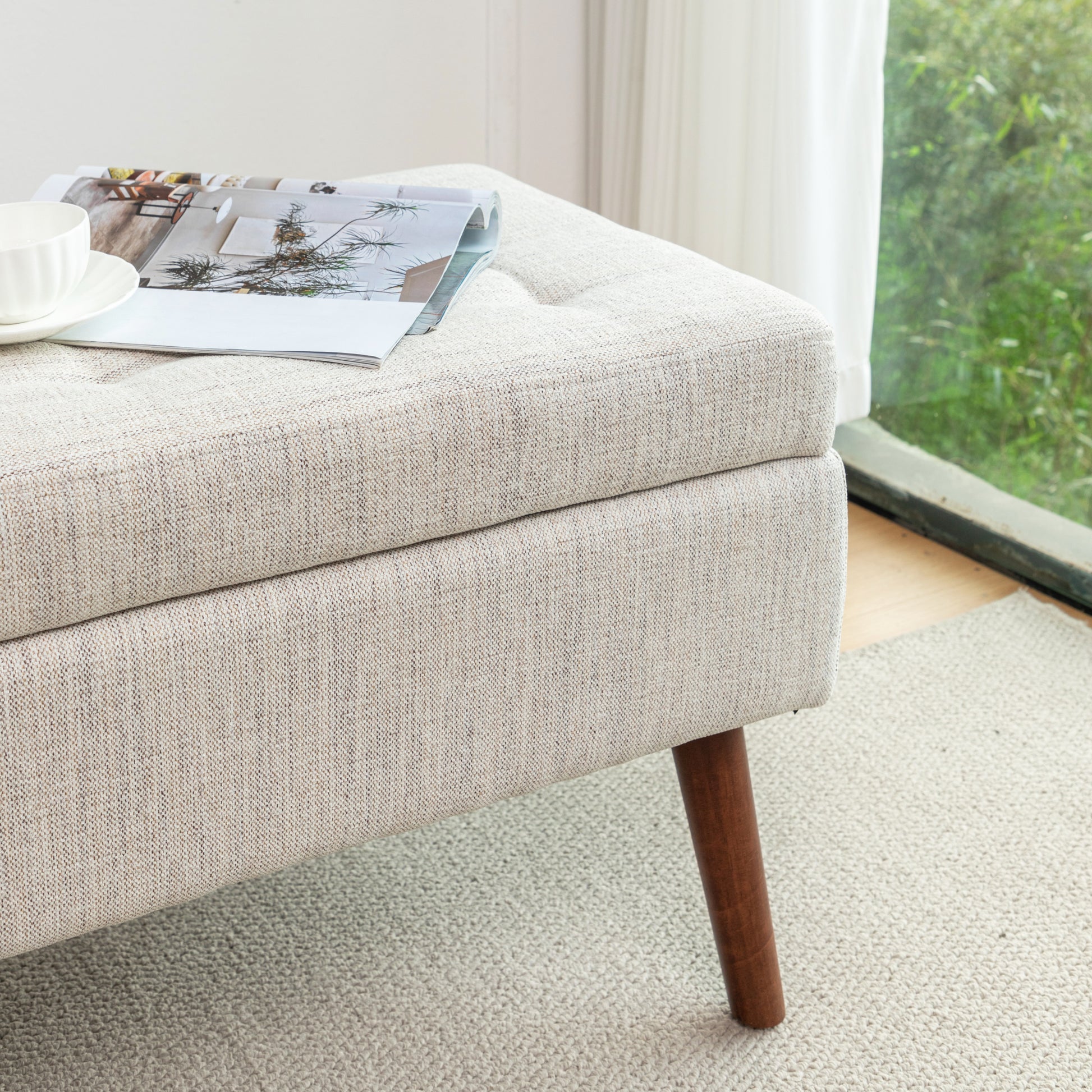 Storage Bench With Storage Bench For Bedroom End Of Bed Bench Foot Of Bed Bench Entryway Bench Storage Ottoman Bench 43.7" W X 18.1" D Off White Bench Off White Linen