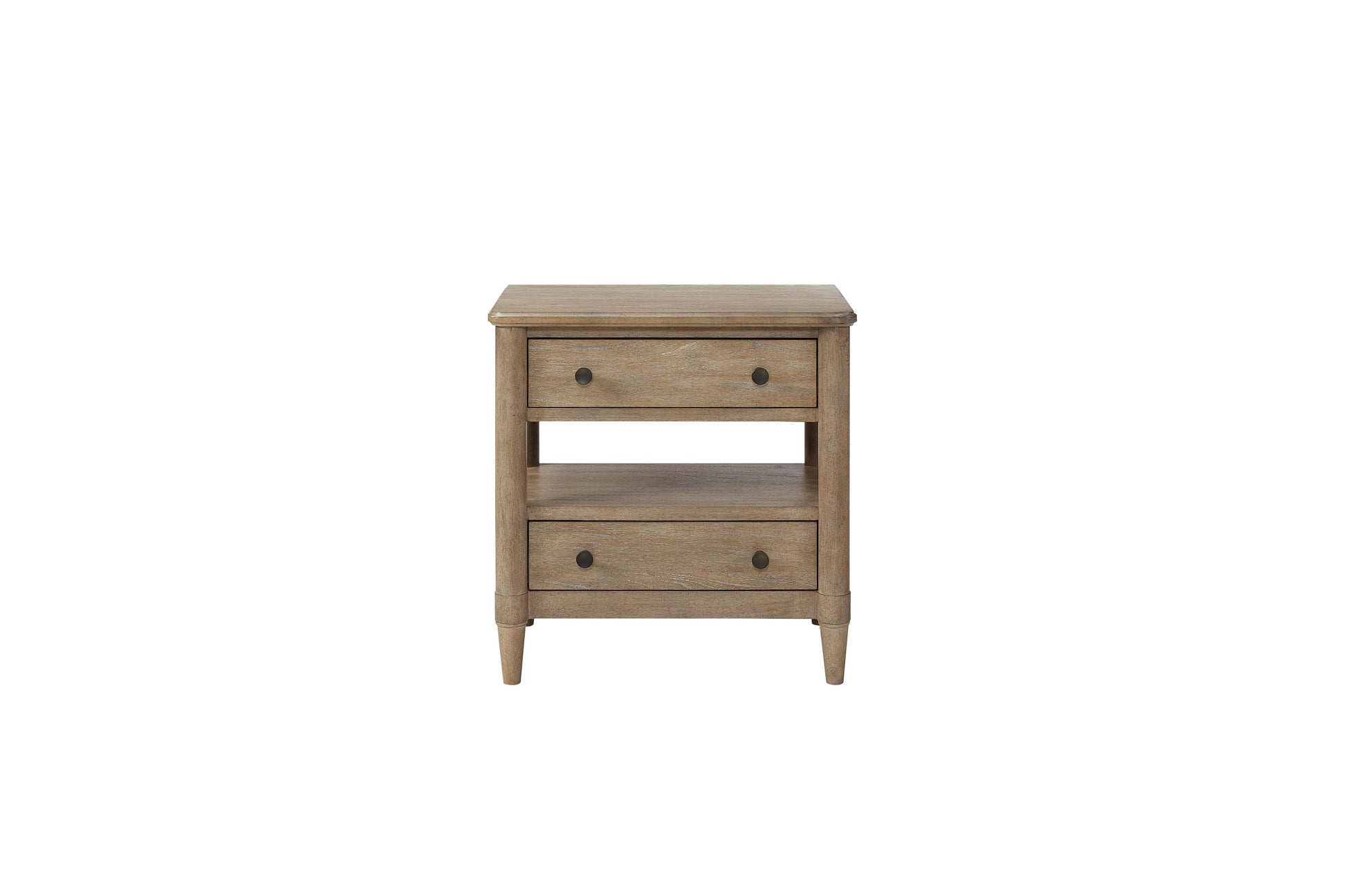 Open Nightstand Sand Finish With 2 Drawers Sand Solid Wood Mdf