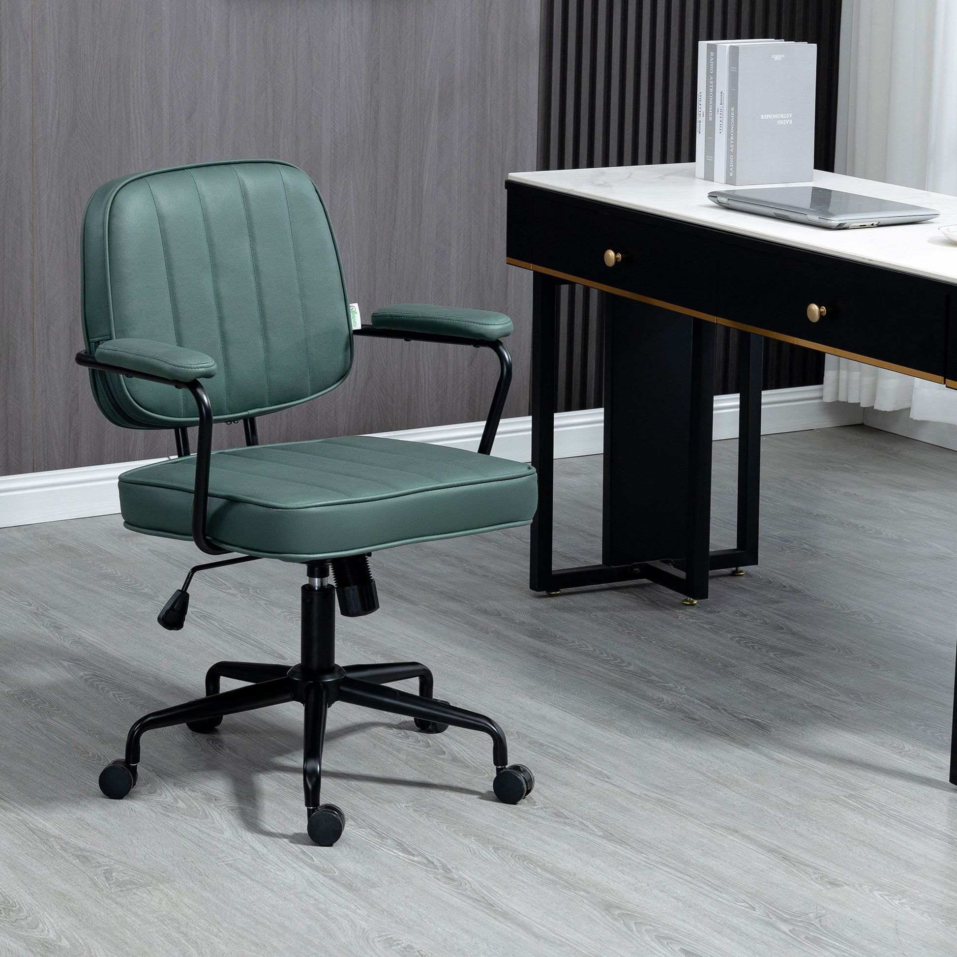 Vinsetto Home Office Chair With Adjustable Height And Tilt, Green Green Polyester