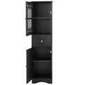 Tall Bathroom Cabinet, Freestanding Storage Cabinet With Drawer And Doors, Mdf Board, Acrylic Door, Adjustable Shelf, Black Black Mdf