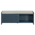 Distressed Shutter Storage Bench With Acacia Veneer For Retro Charm For Living Room, Entryway Navy Navy Mdf