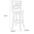 Curved Lattice Back Swivel Barstool Withseat, Gray And Black Black Solid Wood