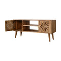 Solid Wood Rosalie Media Unit Beige Brown Light Brown Primary Living Space 40 49 Inches Modern Mango Solid Wood