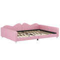 Full Size Upholstered Daybed, Sherpa Fabric Sofabed With Cloud Shaped Backrest, No Box Spring Needed, Pink Full Pink Wood Fabric