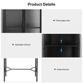 Elegant Floor Cabinet With 2 Tampered Glass Doors Living Room Display Cabinet With Adjustable Shelves Anti Tip Dust Free Easy Assembly Black Color Black Steel