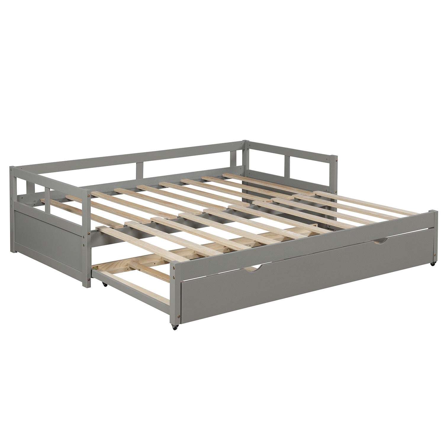 Extending Daybed With Trundle, Wooden Daybed With Trundle, Gray Twin Gray Solid Wood