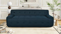 86.2'' Modern Minimalist Style Tufted Design Upholstered Sofa, 3 Seat Compression Sofa For Living Room, Bedroom, And Apartment Dark Blue Polyester 3 Seat