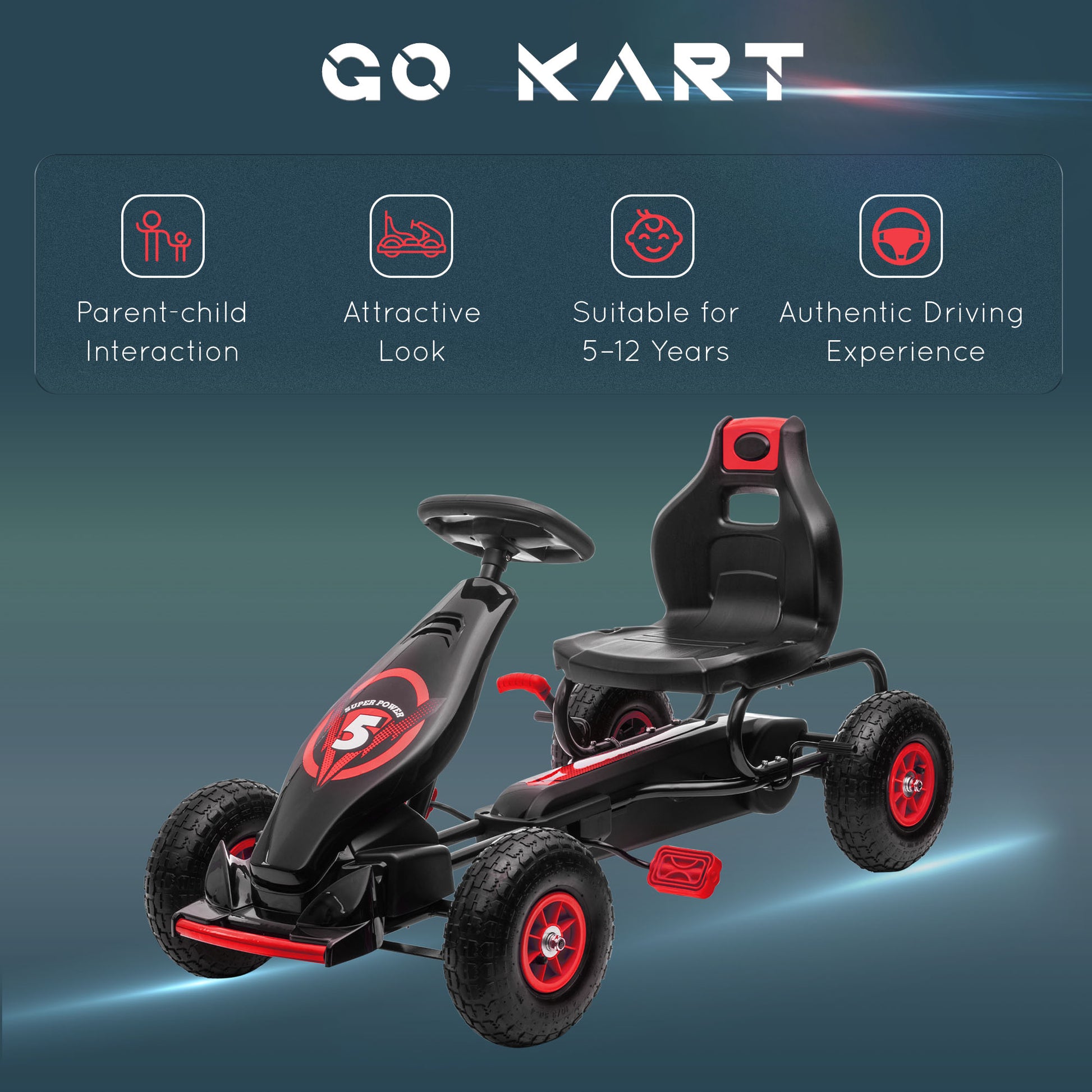 pedal go karts for 10 year olds Aosom Kids Pedal Go Kart Ride On Toy With Ergonomic Comfort, Pedal Car