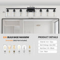 8 Lights Farmhouse Vanity Lights Fixture Rustic Bathroom Light Fixture Bathroom Sconce Without Bulbs Black Glass,Iron