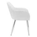 Dining Chair, Set Of 2, Side, Upholstered, Kitchen, Dining Room, White Leather Look, Chrome Metal, Contemporary, Modern White Foam Faux Leather