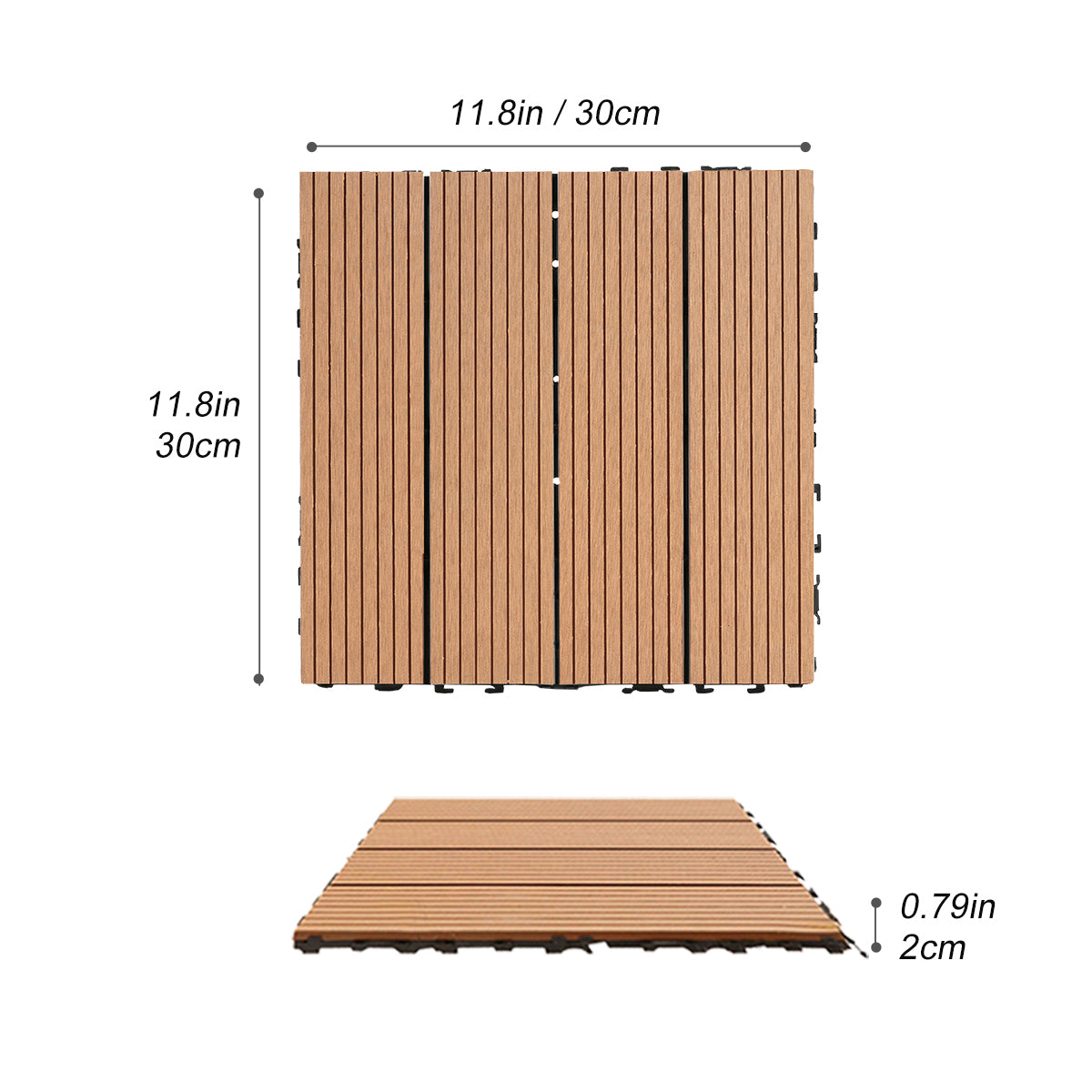 Wood Plastic Composite Deck Tiles Set Of 20Pcs, Composite Decking Resist Rust, Water, Weather, Indoor&Outdoor, Easy To Diy & Maintain, Ideal For Patios, Balconies, Rooftops, Decks, 12X12" Wood Color Wood Modern Plastic Wood Plastic