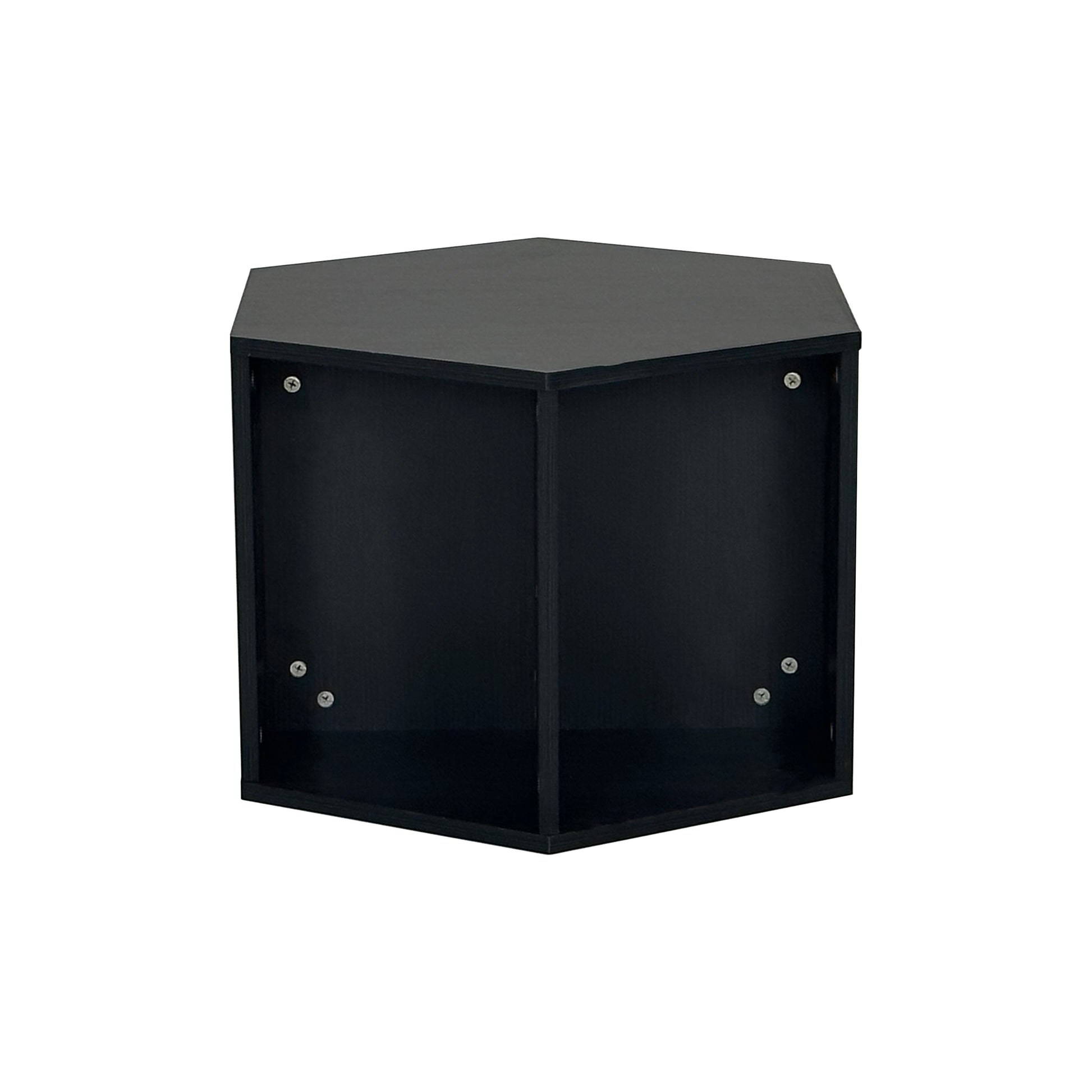 47.24'' Hexagonal Coffee Table Side Table Nightstand Burmese Sumac 2Pcs Black Brown Mdf