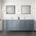 Dark Grey Double Bath Vanity 84 In. W X 22 In. D, White Quartz Top, And Faucet Set Dark Grey Plywood Wood
