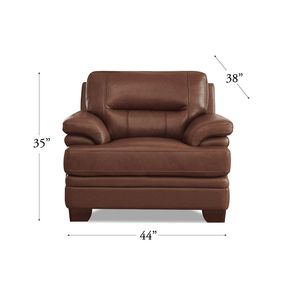 Luxor Leather Chair Pecan Memory Foam Genuine Leather