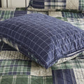 3 Piece Reversible Printed Quilt Set Green Navy Full Queen Green Navy Microfiber