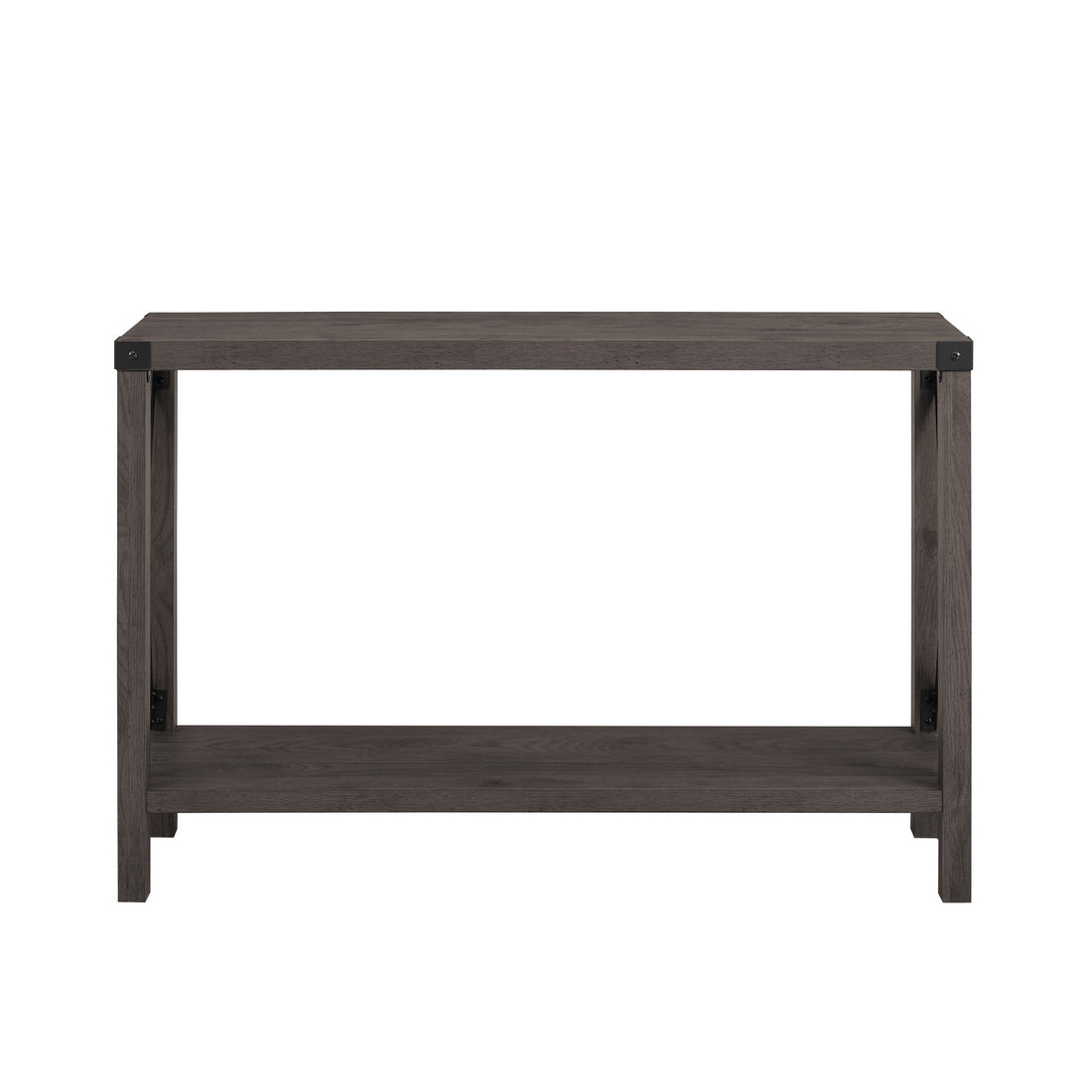 Farmhouse Metal X Entry Table With Lower Shelf Sable Grey Gray Mdf