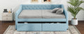 Full Size Upholstered Tufted Daybed With 2 Drawers, Blue Box Spring Not Required Full Blue Wood Daybeds Velvet Upholstered