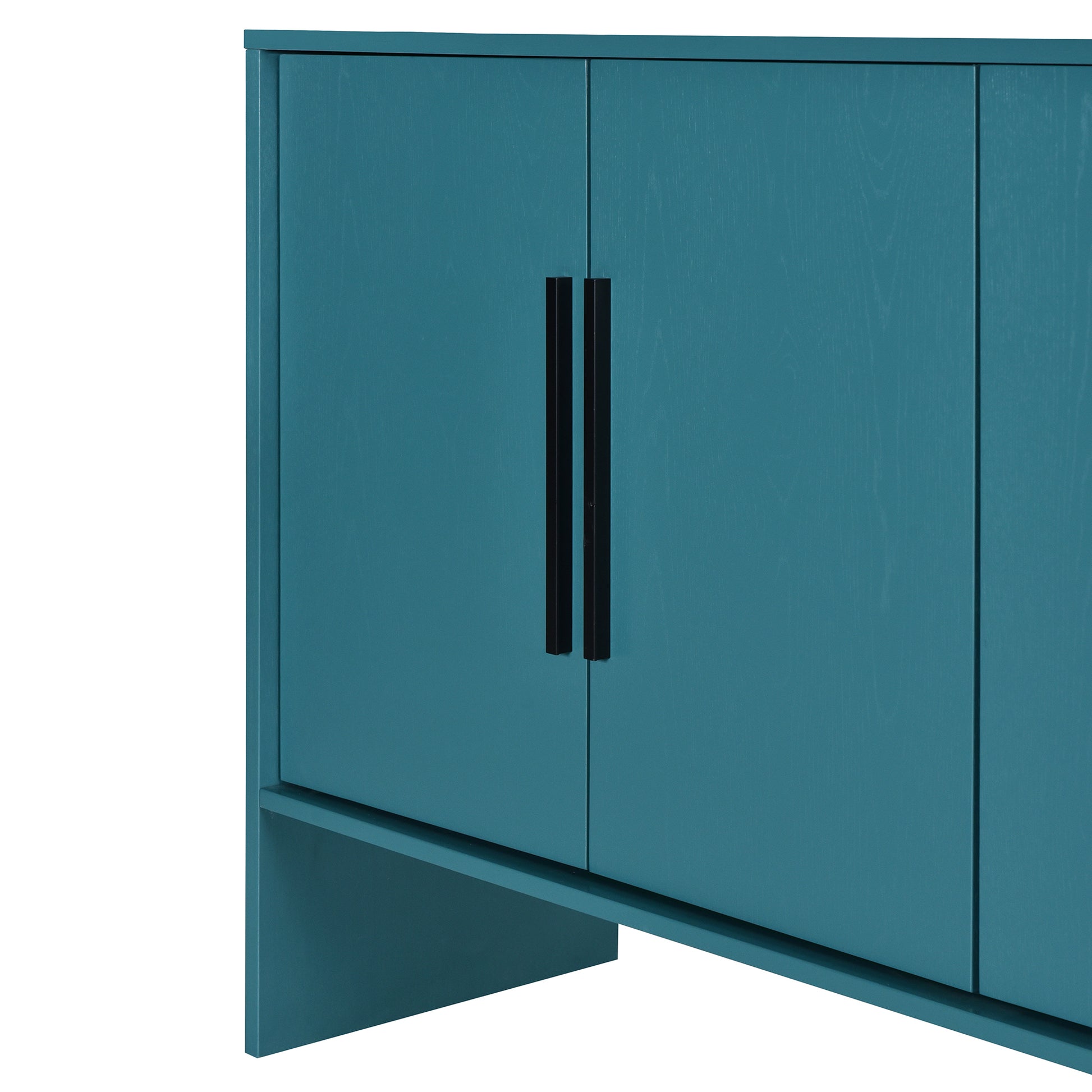 4 Door Large Storage Retro Sideboard With Adjustable Shelves And Long Handles For Kitchen, Dining Room And Living Room Antique Blue Antique Blue Mdf