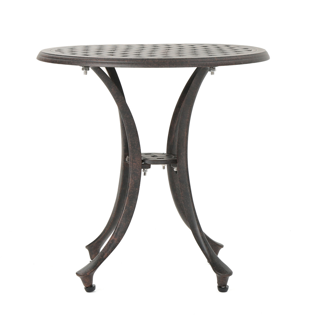 Outdoor 19" Cast Aluminum Side Table Bronze Aluminium