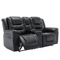 2 Seater Home Theater Recliner Manual Recliner Chair With A Storage Box And Two Cup Holders For Living Room,Bedroom, Black Old Sku:Pp302954Aab Black Foam Pu Leather