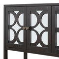 Elegant Retro Console Table Storage Cabinet Sideboard With Mirrored Doors, Spacious Shelves, And Durable Acacia Wood Legs Perfect For Living Room, Dining Room, Or Entryway Espresso Espresso Primary Living Space Solid Wood Mdf