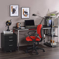 Black And Chrome Writing Desk With Sled Base Black Silver Writting Desk Office Modern Rectangular Desk Wood Metal Sled