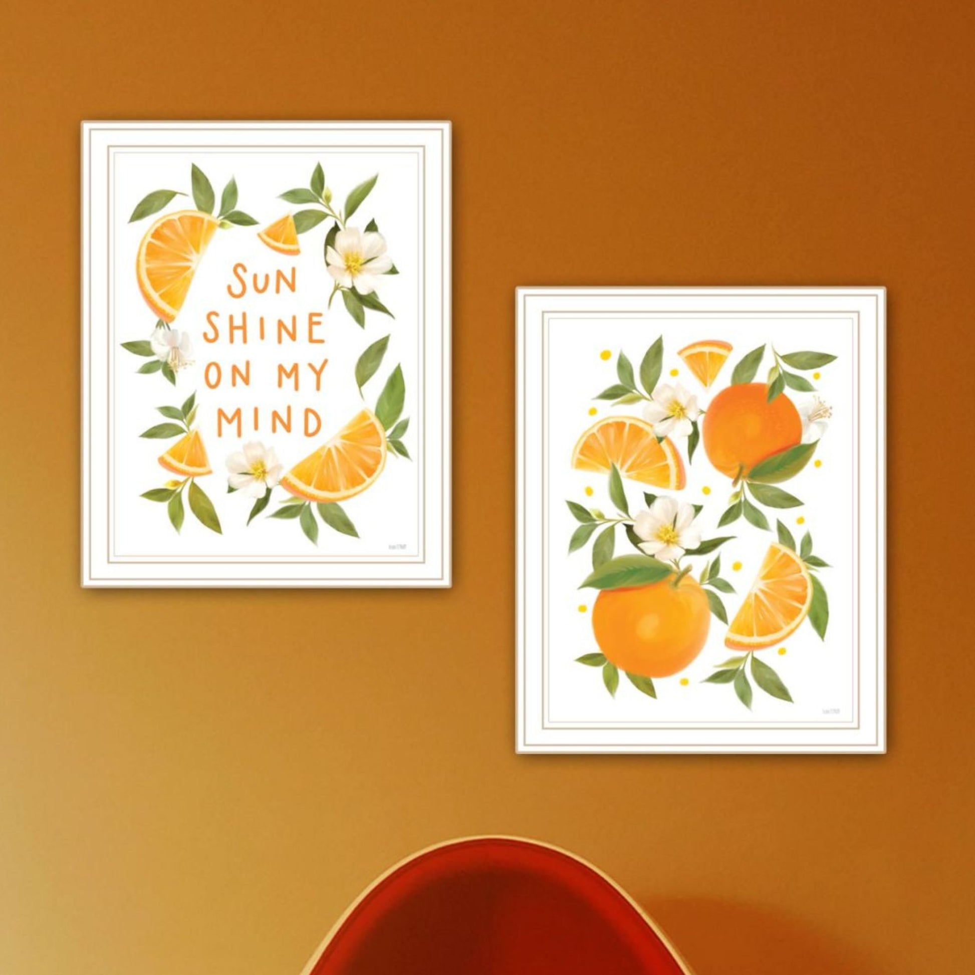 "Sunshine On My Mind Oranges" Framed Wall Art For Living Room, Wall Art Print For Home Decor, Bedroom Wall Art By House Fenway Multicolor Wood Paper