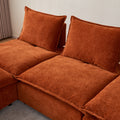 Modern Armless L Shaped Sectional Sofa Couch With Ottoman Modular Design, Durable Construction, Easy Care Upholstery For Living Room, Apartment, Office, Small Space Orange Wood Medium Soft Foam Chenille 4 Seat