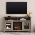 Classic Glass Door Fireplace Tall Tv Stand For Tvs Up To 65