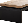 Black And Natural Wood Living Room Table Versatile Coffee Table 2 Tiered Wood Tabletop Table 47.6