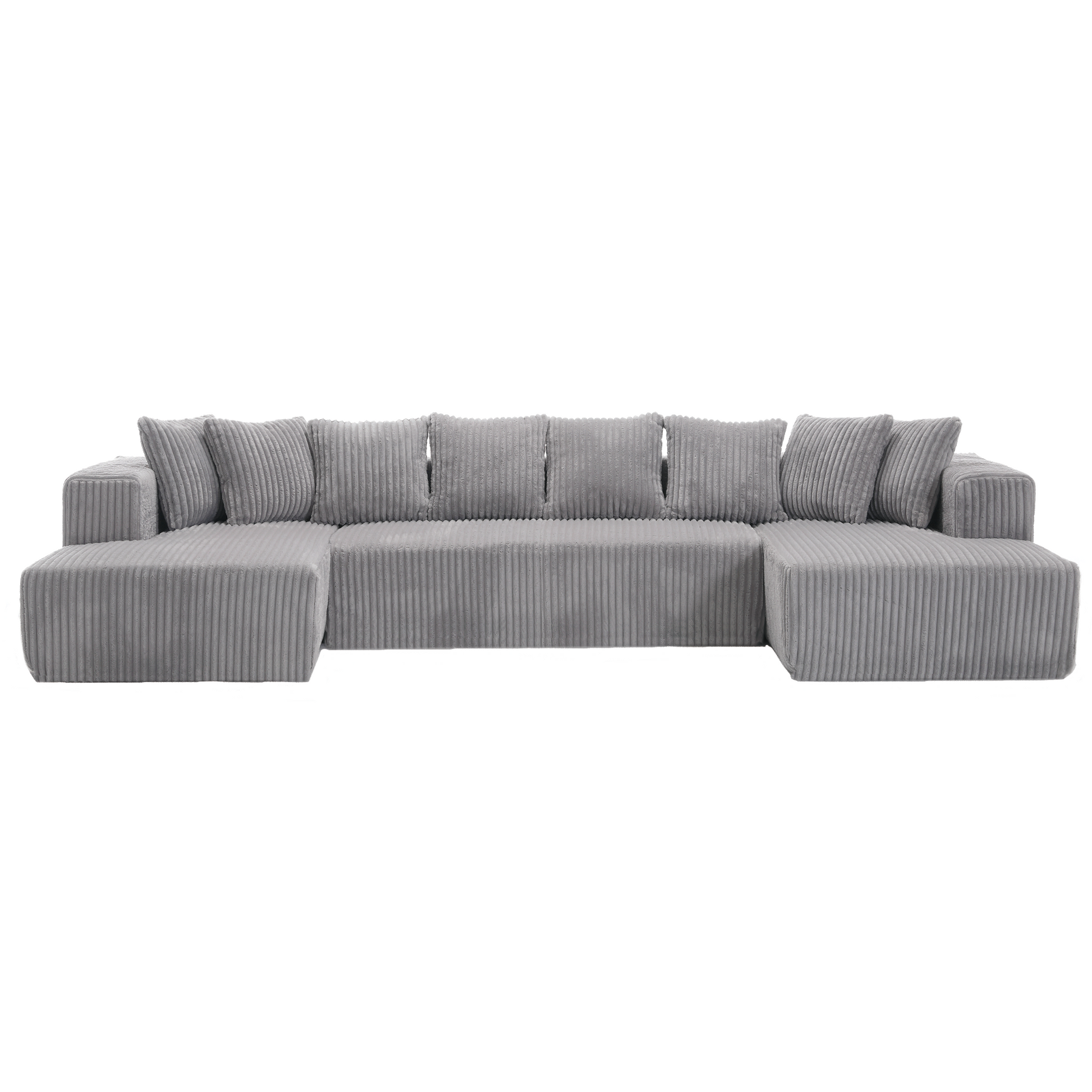 Arrived 131'' Modular Sectional Couch, U Shaped Sofachaise Lounge, Striped Fabric,Upholstered 4 Seater Couch For Living Room, Bedroom, Free Combination Sofa Corduroy , Gray Gray Polyester Primary