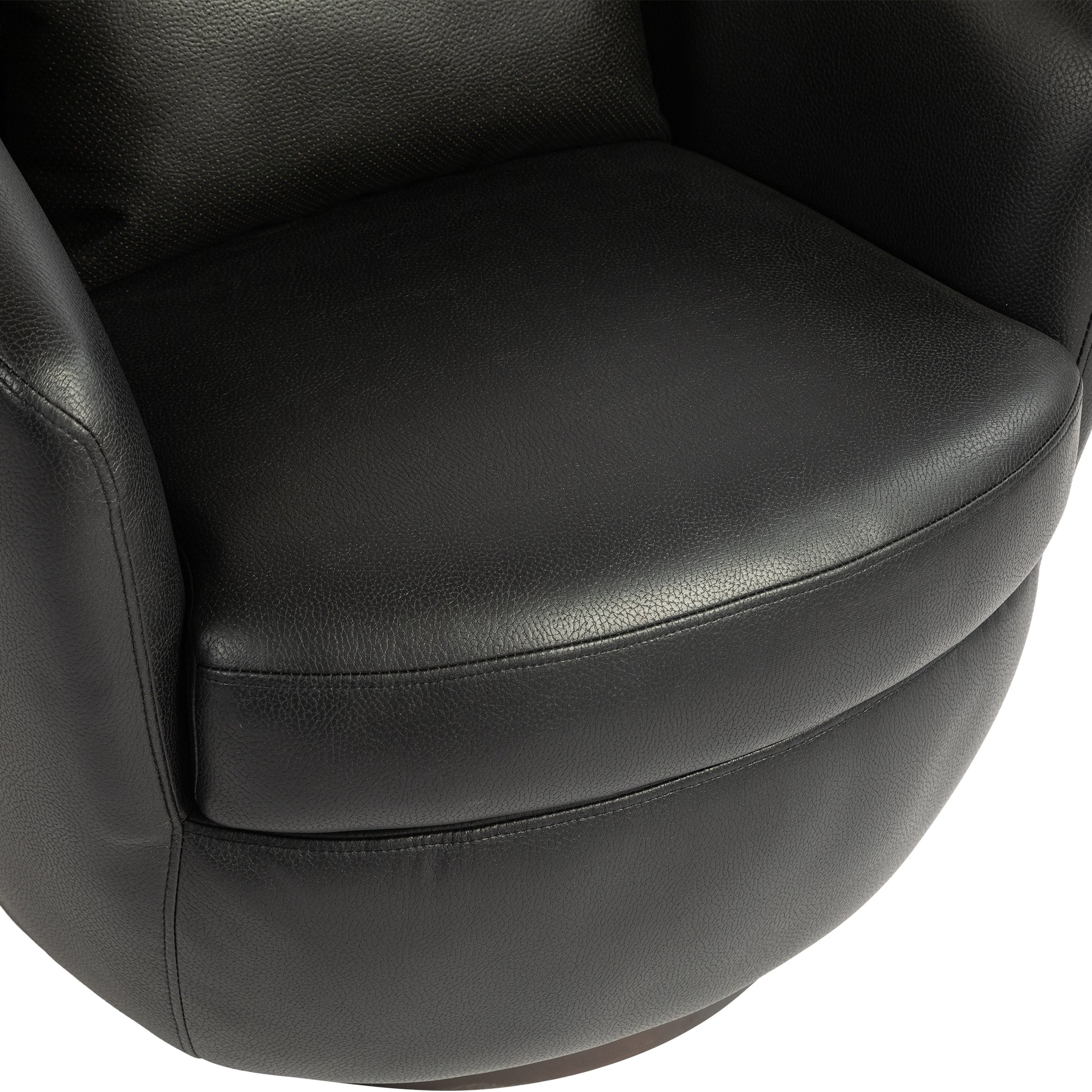 Upholstered Swivel Barrel Armchair With Storage Modern Living Room Side Chair For Bedroom Office Reading Spaces Pu Black Black Foam Upholstered