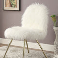 Contemporary Glam White Gold Fabric Faux Fur 1Pc Accent Chair Upholstery Living Room Chair White Gold Primary Living Space Classic,Contemporary Solid Wood