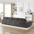 128 Inch Corduroy With Cup Holder Super Large L Shaped Sofa, Movable Footrest, Four Waist Pillows And Four Back Cushion, With Usb Port And T Pyce Port Grey Corduroy 4 Seat