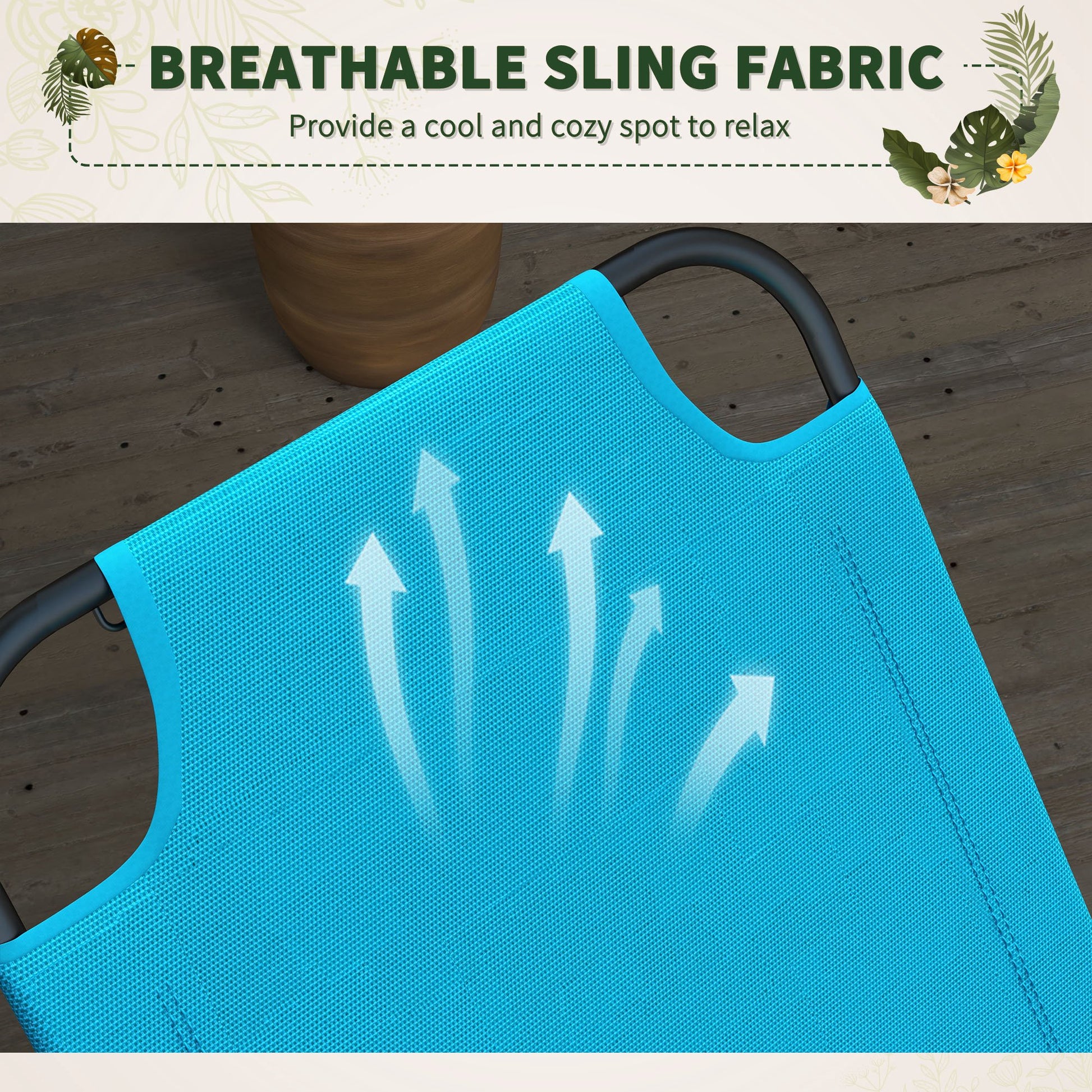 Outsunny Garden Rocking Chair, Outdoor Indoor Sling Fabric Rocker For Patio, Balcony, Porch, Light Blue Light Blue Steel